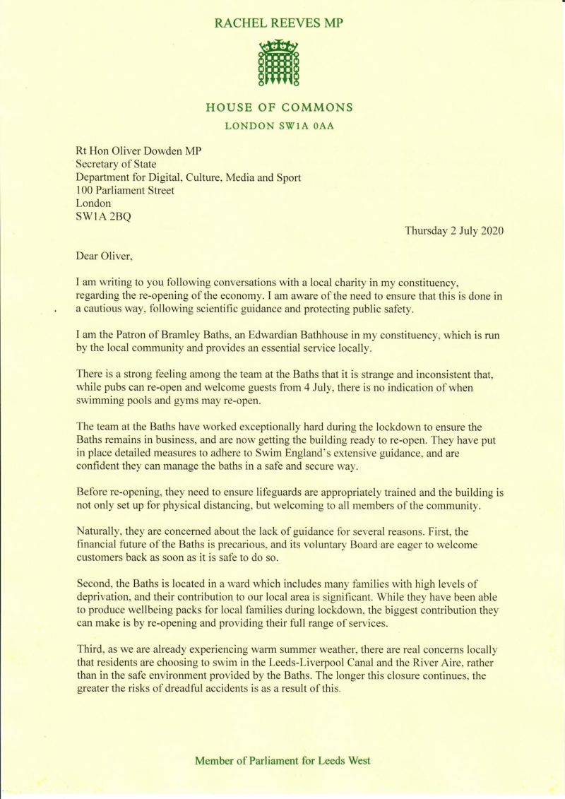 Letter to Rt Hon Oliver Dowden MP